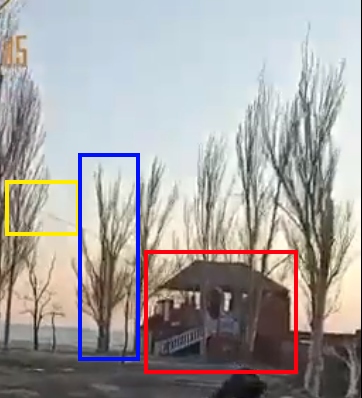 relevant features seen on video of pro russian chechen group near mariupol coast